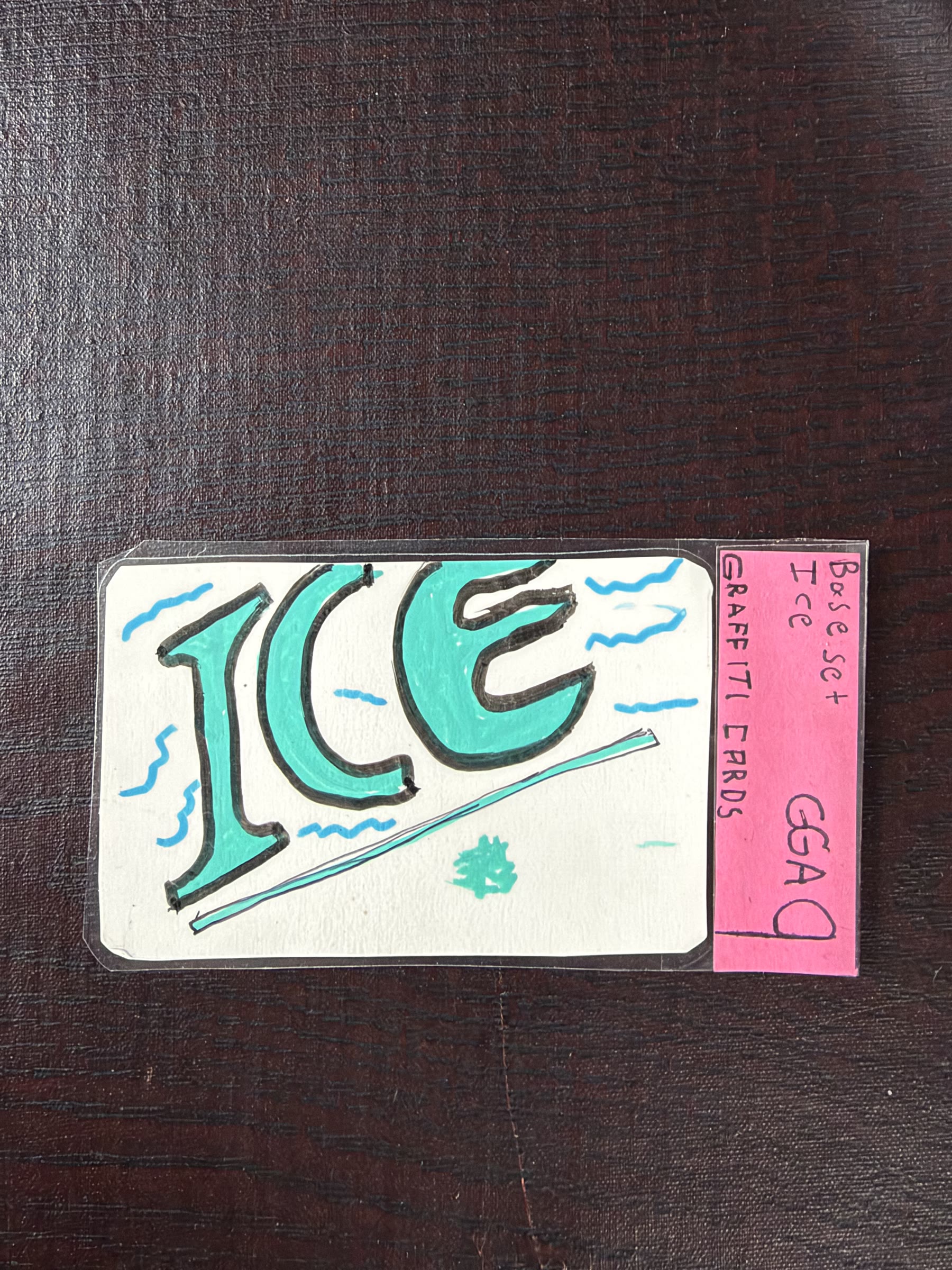 Graded Ice graffiti card in turquoise marker